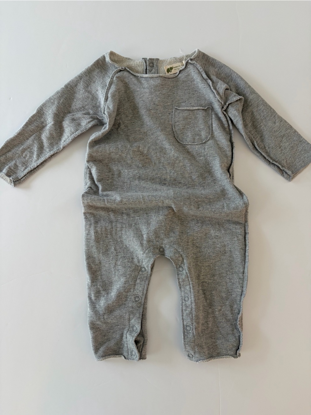 Monica + Andy baby gray raglan sweater romper organic cotton